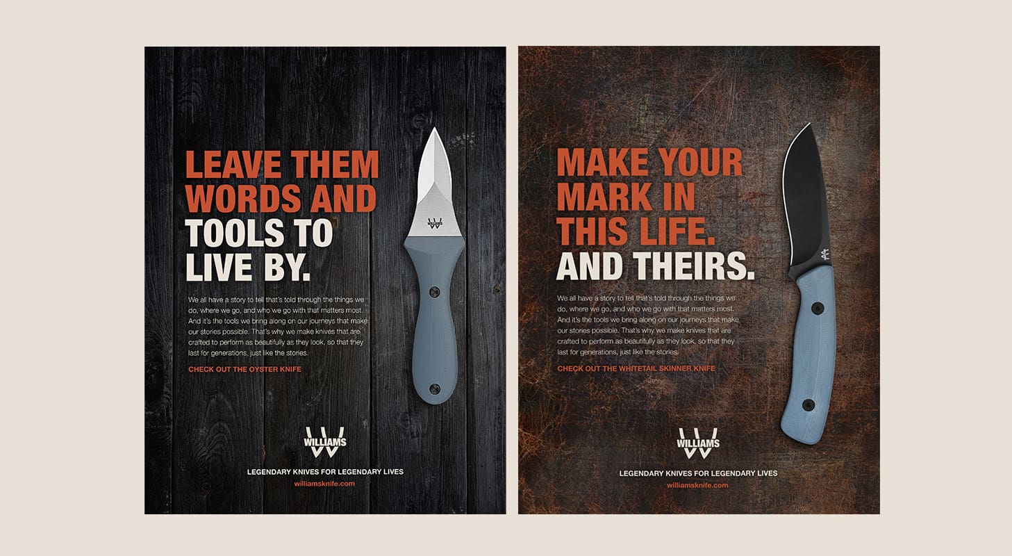 Williams Knife Co print ads