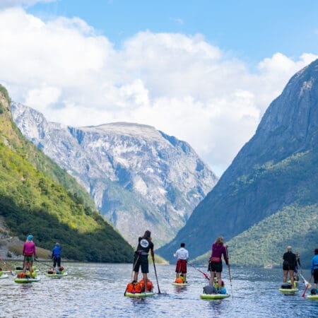 Group paddle boarding