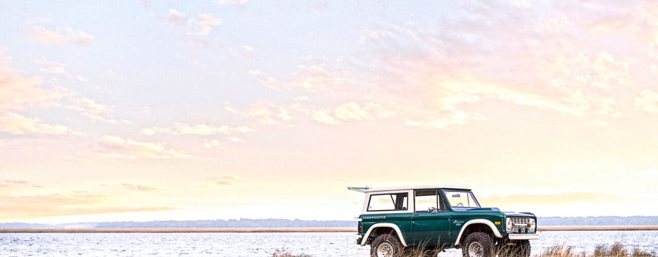 Bronco with sunset